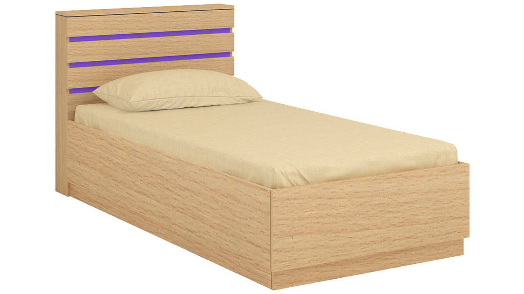 Adona Paloma Kids Single Bed with Slatted Dual-Color Headboard and Box Storage