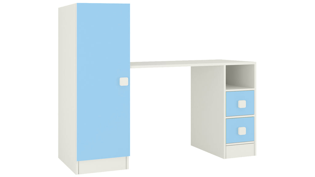 Adona Rio Kids Large Study Desk with Drawers, Built-In Bookshelf and Square Handles