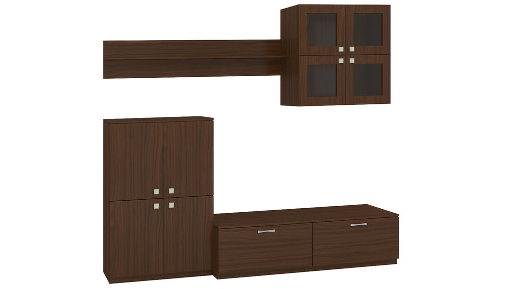 Adona Romano Set of TV Unit w/2 Drawers, Storage Cabinet, Wall Shelf and Display Unit