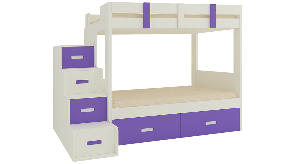 Adona Suvina Twin Bunkbed w/Left Storage Steps And Drawers