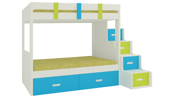 Adona Suvina Twin Bunkbed w/Right Storage Steps And Drawers