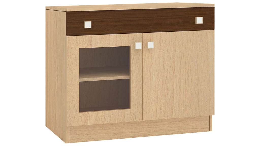 Adona Trinity Sideboard-cum-Crockery Cabinet with Drawer and Glass Shutter