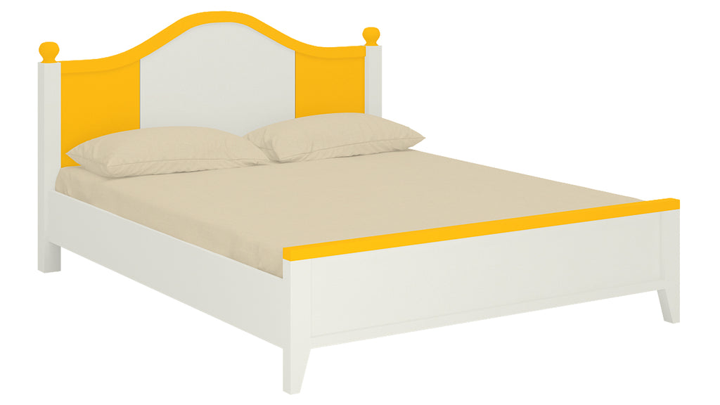 Adona Victoria Kids Teak Wood Queen Bed with Posts and Curved Headboard