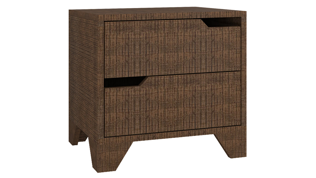 Adona Estella Bedside Table w/2 Handle-less Drawers And Tapered Legs